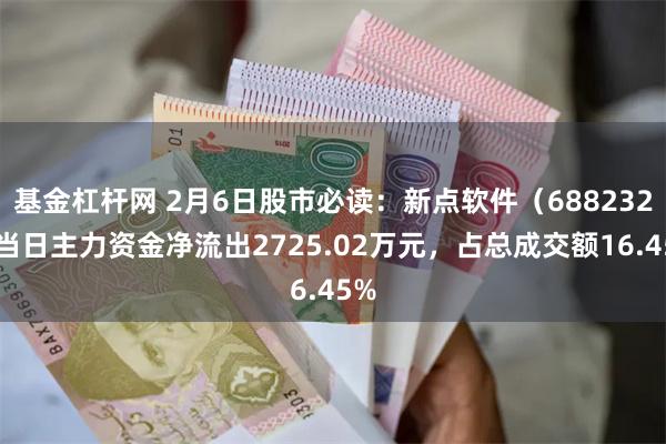 基金杠杆网 2月6日股市必读：新点软件（688232）当日主力资金净流出2725.02万元，占总成交额16.45%