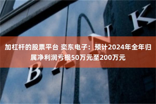 加杠杆的股票平台 奕东电子：预计2024年全年归属净利润亏损50万元至200万元